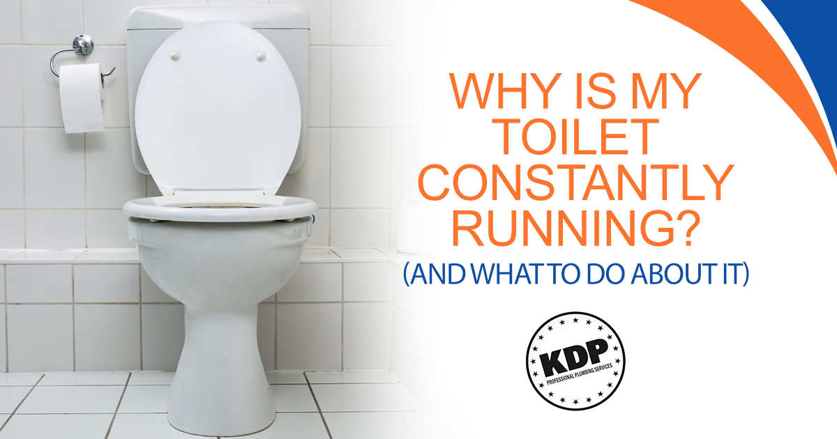 White toilet bowl in a clean bathroom, shown as part of KDP Professional Plumbing Services’ guide on “Why Is My Toilet Constantly Running? (And What to Do About It).