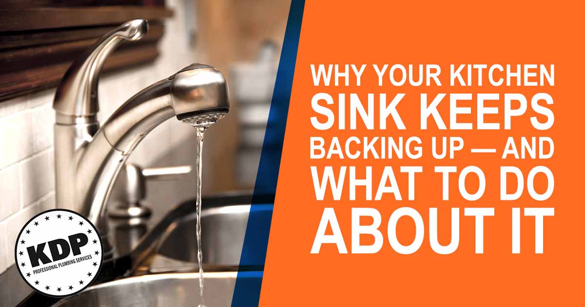 Image of kitchen faucet, featuring Knee Deep Plumbing and highlighting "Why Your Kitchen Sink Keeps Backing Up — And What to Do About It," aligning with the page's context on sink drainage issues and plumbing solutions.